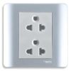 Bộ ổ cắm Zencelo đôi 3 chấu 16A màu xám Schneider E84426UES2_SA_G19