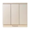 Bộ 3 công tắc Moderva 1 chiều bắt vít có dạ quang màu vàng ánh kim Panasonic WMF515MYZ-1VN