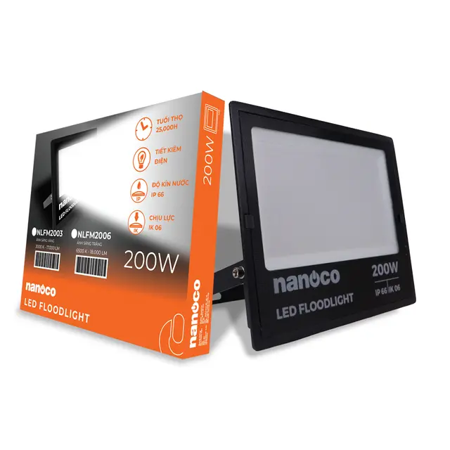 Đèn LED pha Janus IP66 200W sáng trắng 6500K Nanoco NLFM2006 - Ảnh 3