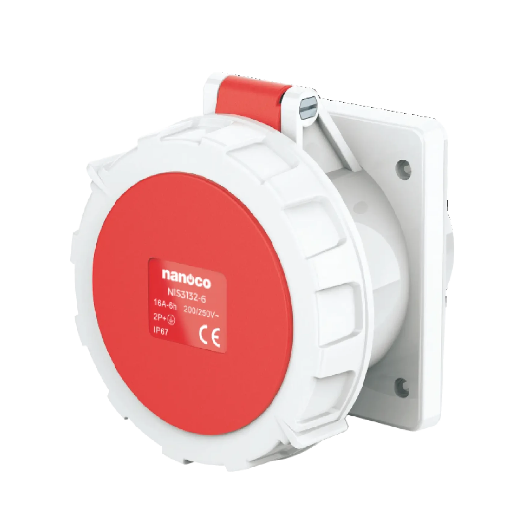 Ổ cắm gắn âm dạng thẳng 4P 16A 400V 6H IP67 Nanoco NIS3142-6