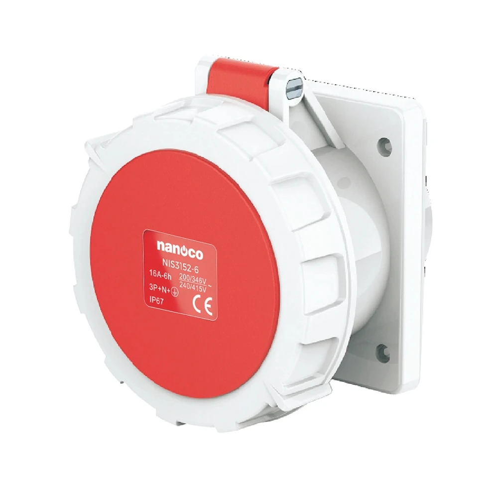 Ổ cắm gắn âm dạng thẳng 5P 16A 400V 6H IP67 Nanoco NIS3152-6
