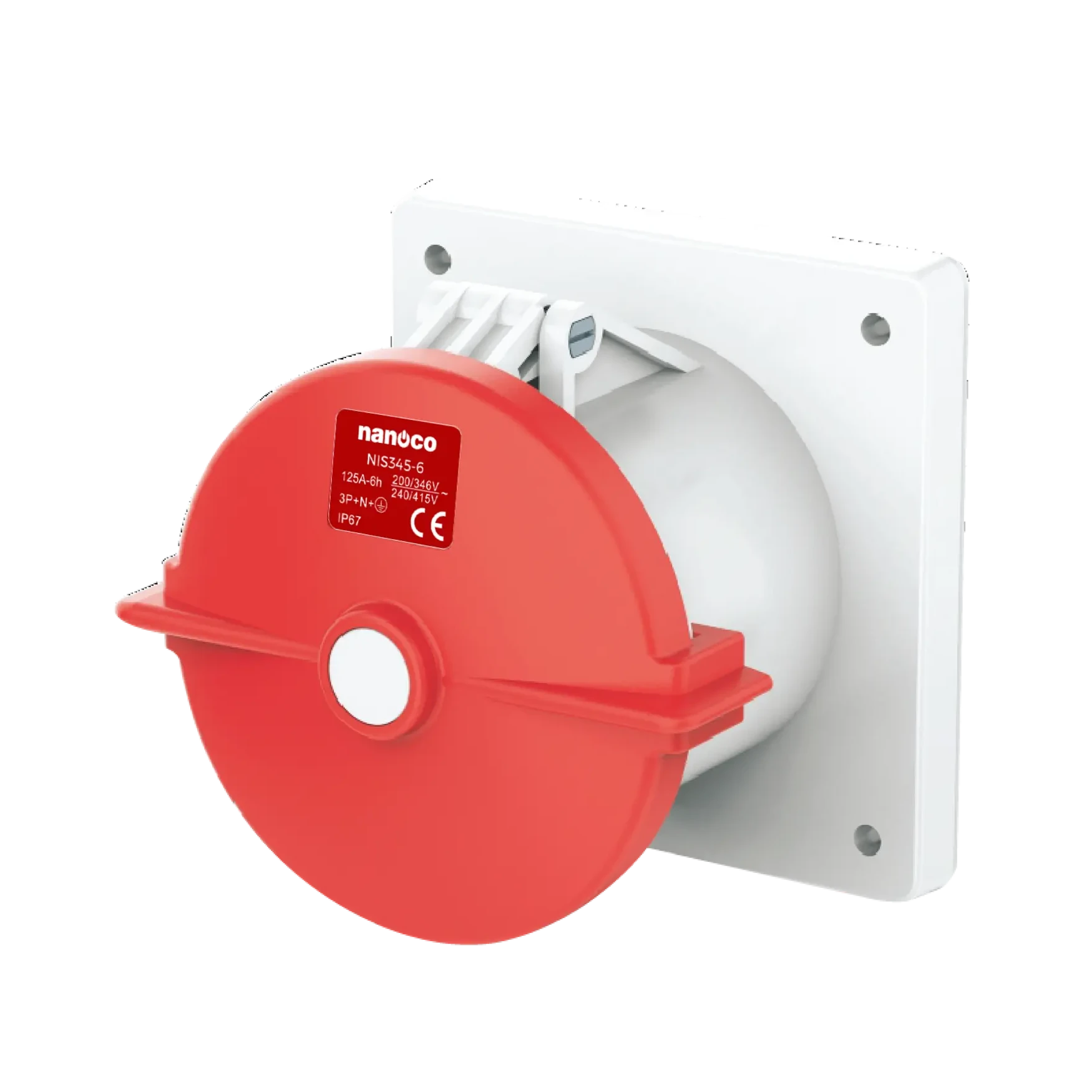 Ổ cắm gắn âm dạng thẳng 5P 125A 400V 6H IP67 Nanoco NIS345-6