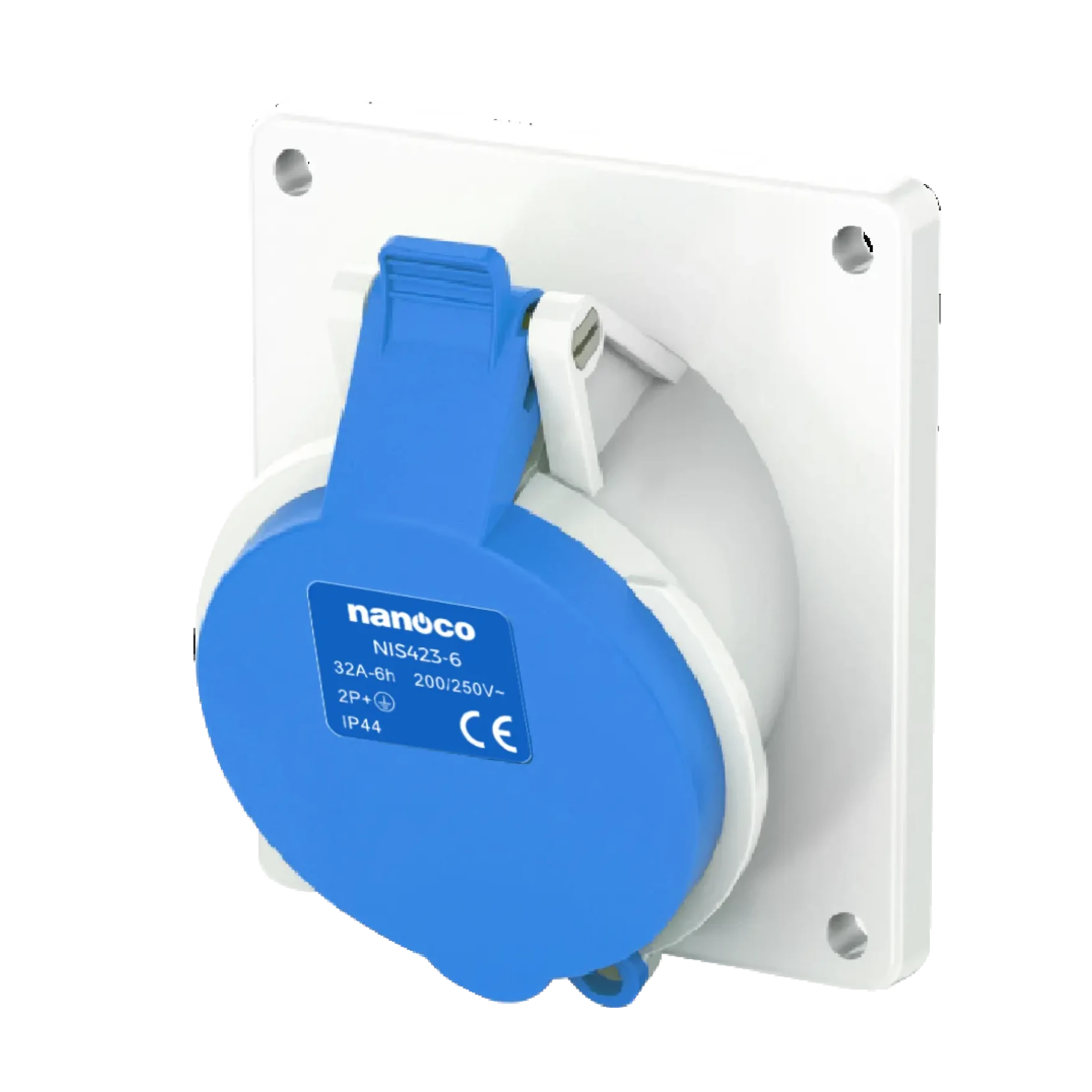 Ổ cắm gắn âm dạng nghiên 3P 32A 230V 6H IP44 Nanoco NIS423-6