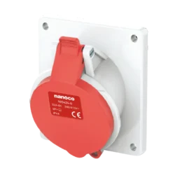 Ổ cắm gắn âm dạng nghiên 4P 32A 400V 6H IP44 Nanoco NIS424-6
