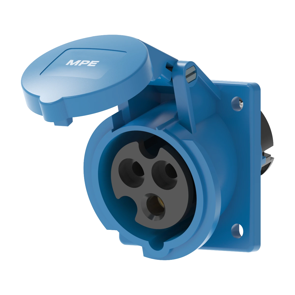 Ổ cắm gắn âm mặt nghiêng 16A 2P+E(6h) IP44 MPE MPN2-413