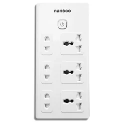 Ổ cắm có dây 3 mét 15A, 3 ổ cắm đa năng + 3 ổ cắm 2 chấu + 1 công tắc Nanoco NES3332-3