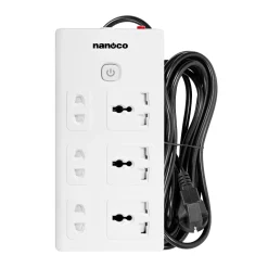 Ổ cắm có dây 5 mét 15A, 3 ổ cắm đa năng + 3 ổ cắm 2 chấu + 1 công tắc Nanoco NES3332-5