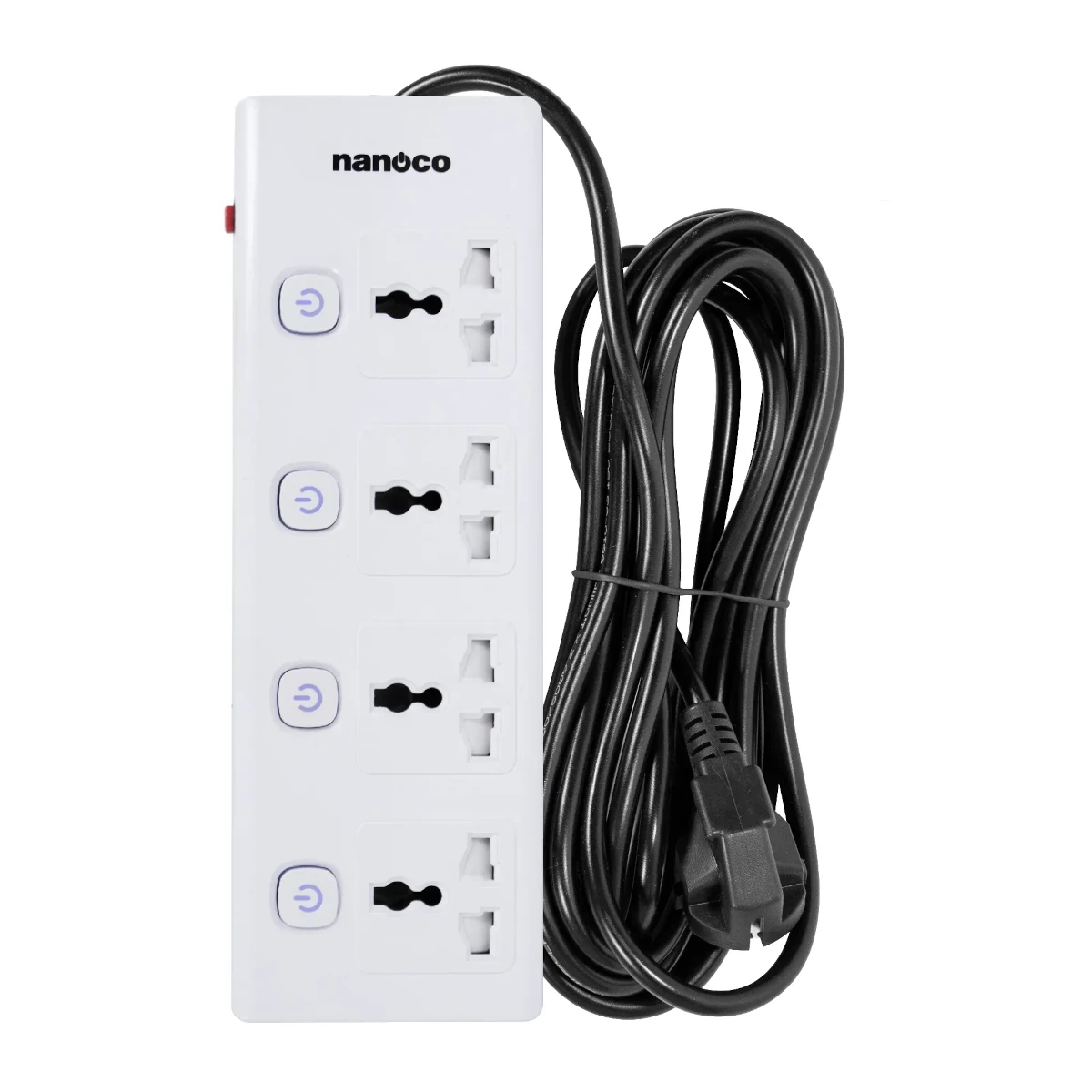 Ổ cắm có dây 5 mét 15A, 4 ổ cắm đa năng + 4 công tắc Nanoco NES43415-5