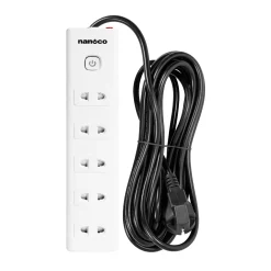 Ổ cắm có dây 5 mét 15A, 5 ổ cắm 2 chấu + 1 công tắc Nanoco NES5215-5