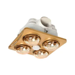 Đèn sưởi âm trần Nanoco NBHR401G 4x275W 220V, mặt màu vàng đồng, thân màu bạc