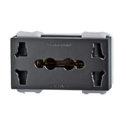 Ổ cắm đôi đa năng Panasonic WEV157207MYH có màn che xám ánh kim bắt vít